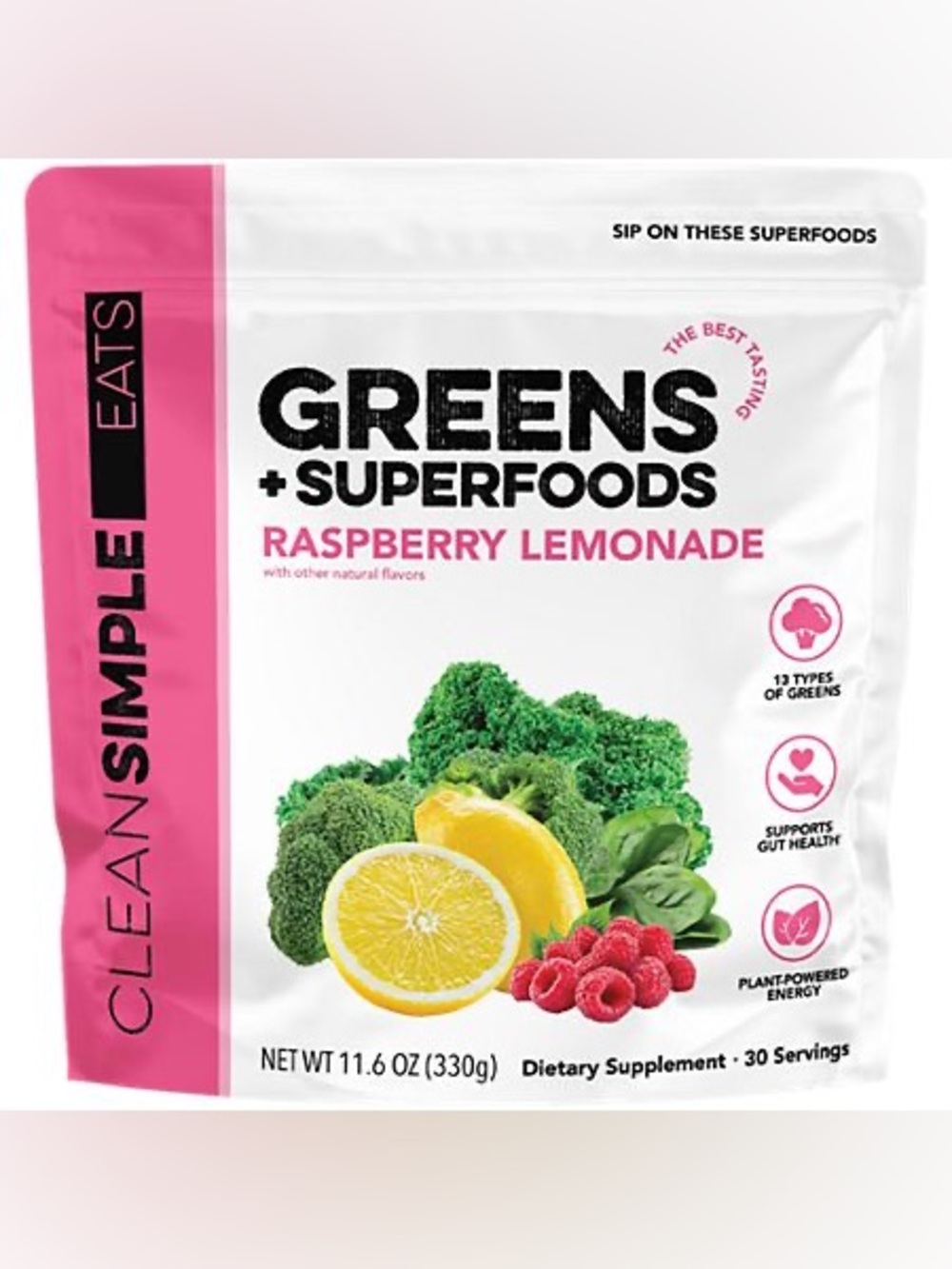 Greens Superfood Powder Mix - Raspberry Lemonade (30 Servings) 12 OZ $40